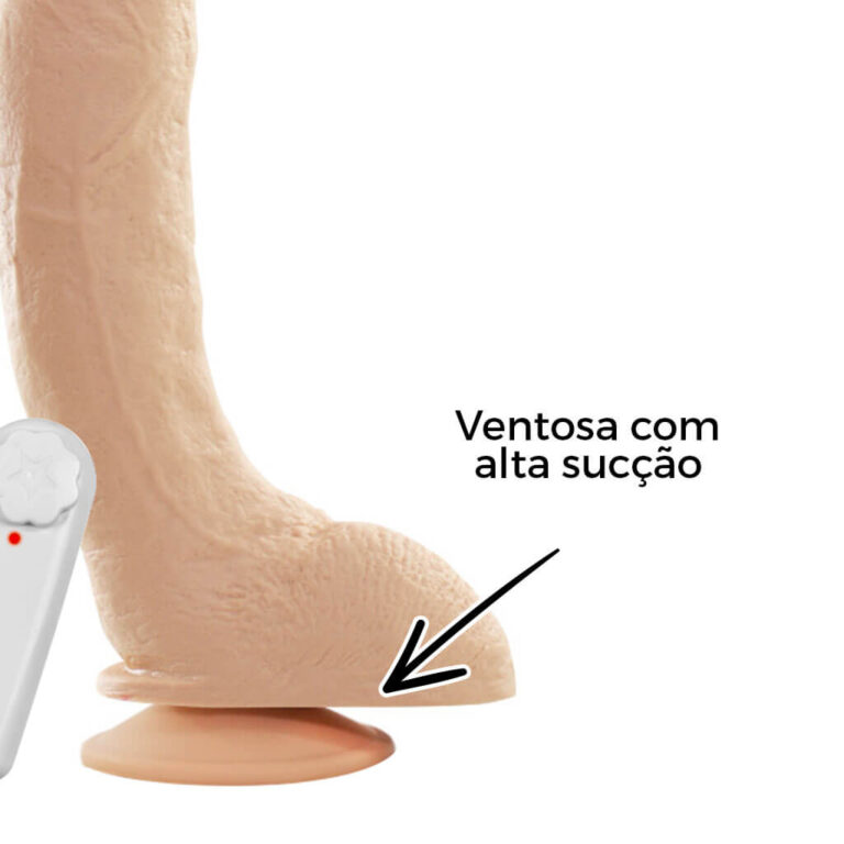 Pênis Grande 20cm x 4,5cm Bege com Ventosa e Vibro - Imagem 9