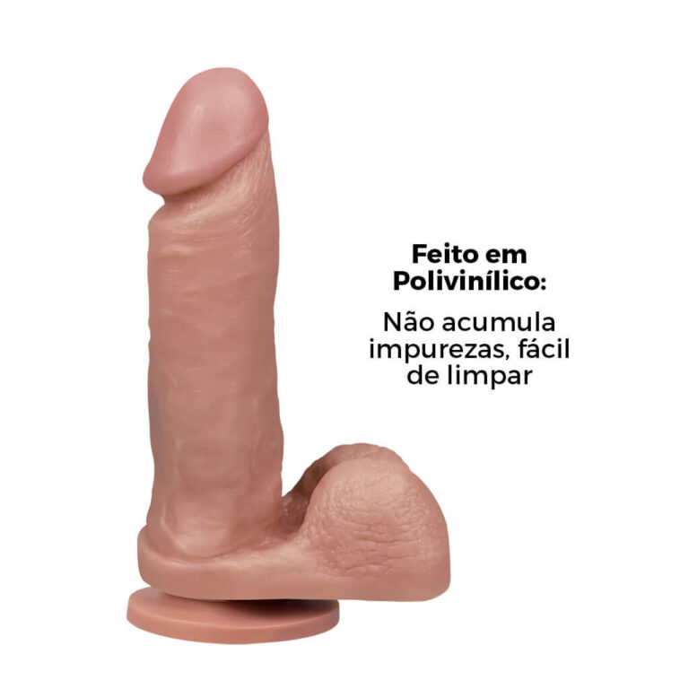 Pênis Grande 18,5cm x 4cm Bege com Escroto e Ventosa - Imagem 11