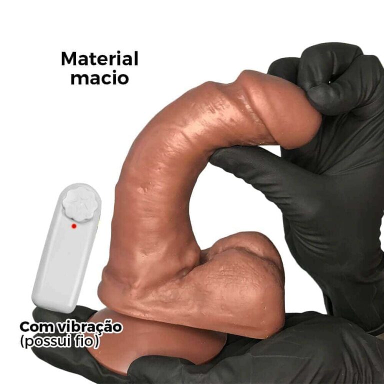 Pênis Médio 17cm x 3,5cm Marrom com Escroto, Ventosa e Vibro - Imagem 4