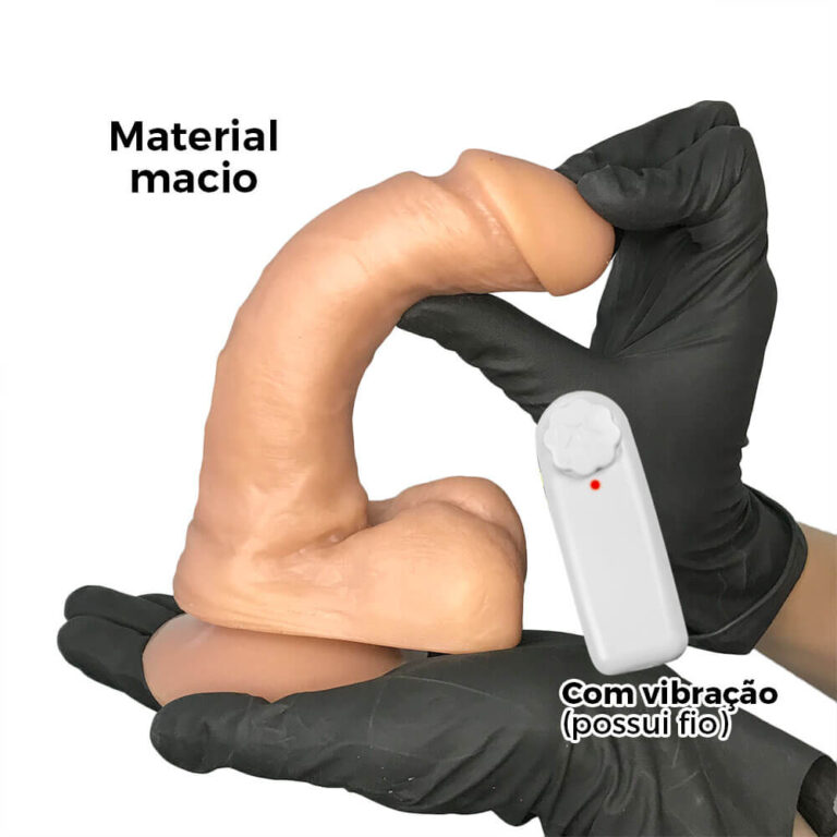 Pênis Médio 17cm x 3,5cm Bege com Escroto, Ventosa e Vibro - Imagem 4