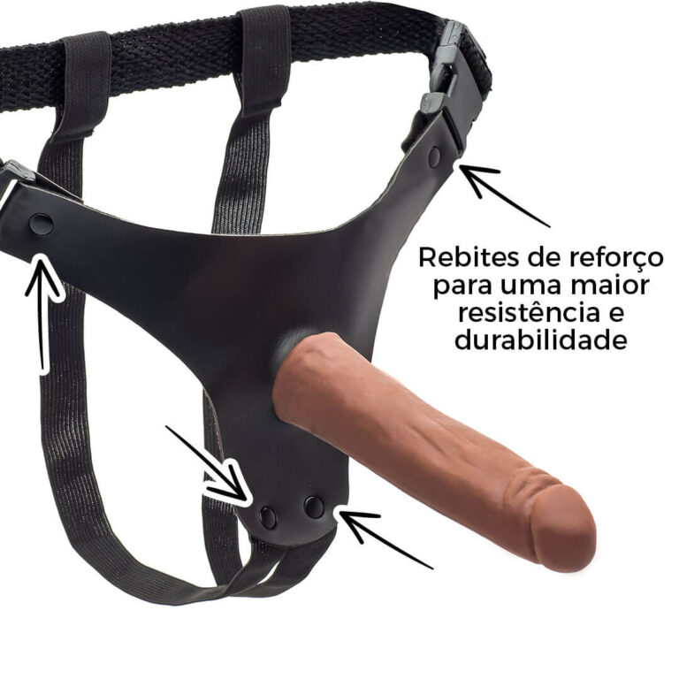 Cinta Peniana Realista Cyberskin 14cm x 2,5cm Marrom - Imagem 12