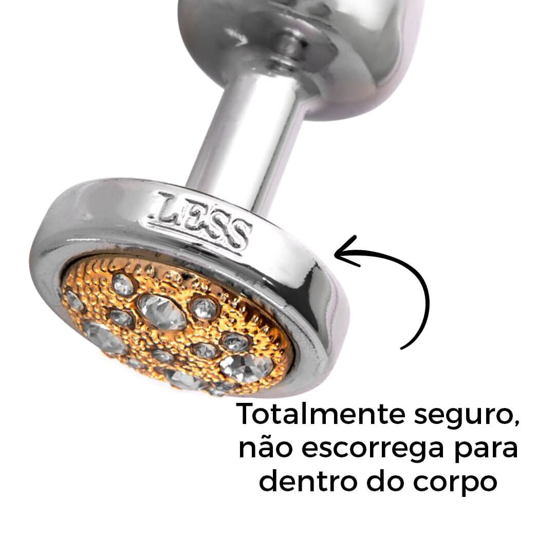 Plug Anal Leve sem Metal Pedra Cravejada Dourada - Pequeno Feito em ABS - Imagem 11