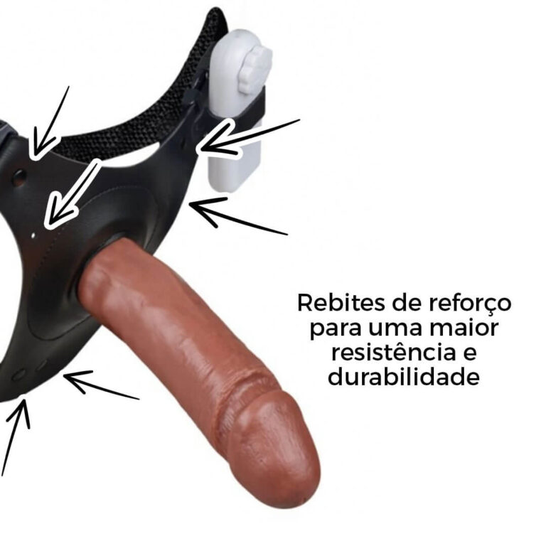 Cinta Peniana Média 15cm x 4cm com Pênis e Vibro Marrom - Imagem 11