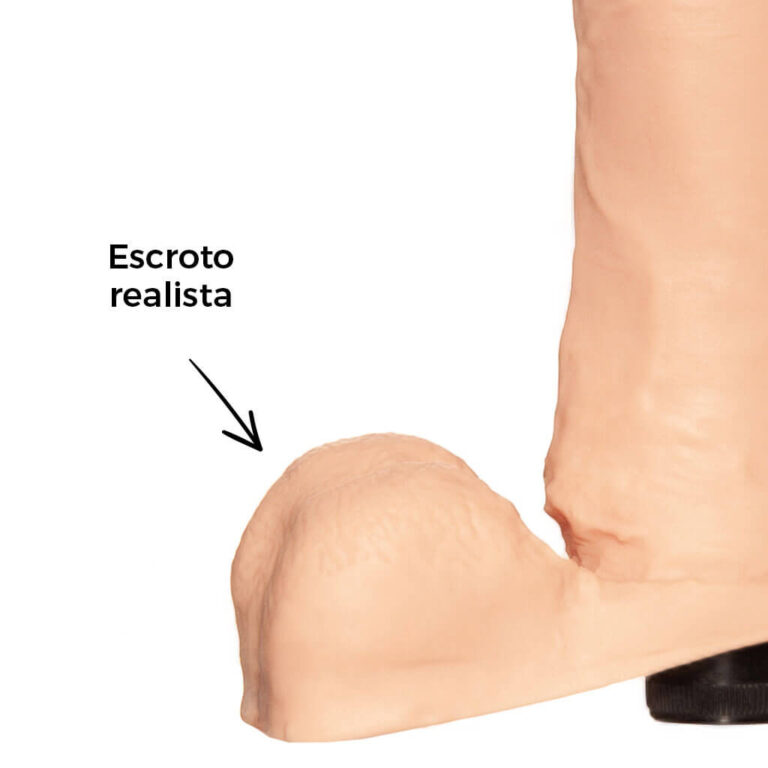 Pênis Grande 19,5cm x 4,5cm Realista Cyberskin Bege com Vibro e Escroto - Imagem 12