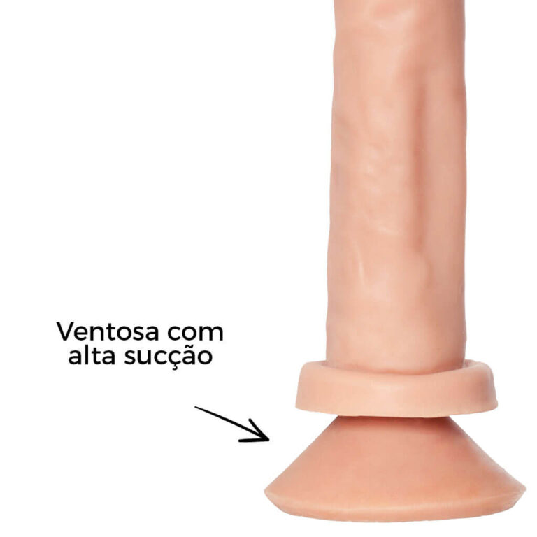 Pênis Médio 19cm x 4cm Realista Cyberskin Bege com Ventosa - Imagem 11