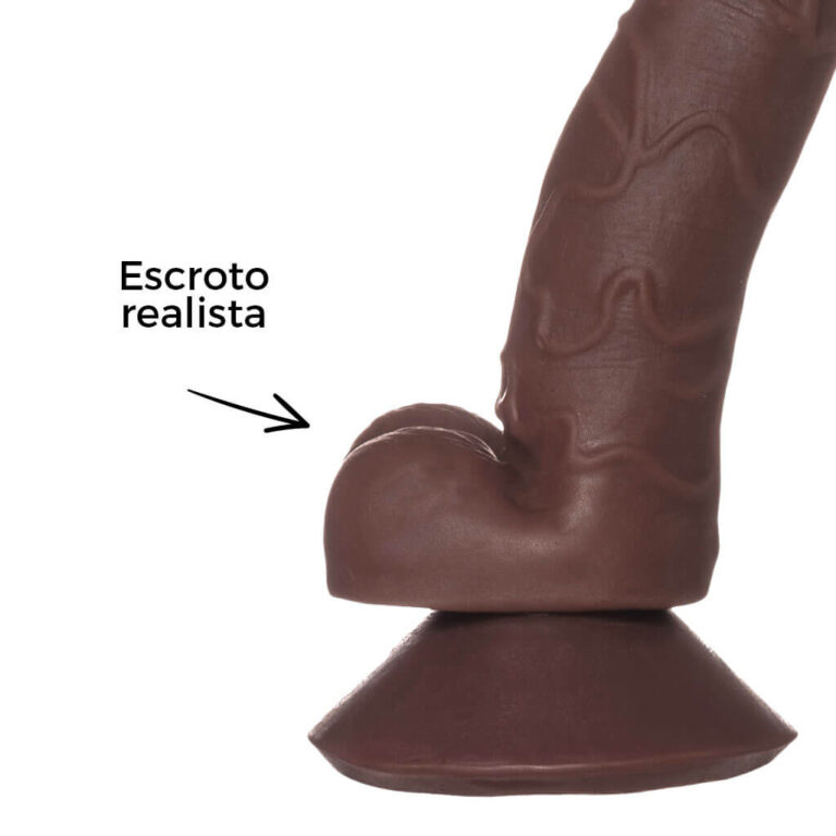 Pênis Pequeno 15cm x 3cm Realista Cyberskin Marrom com Ventosa e Escroto - Imagem 11