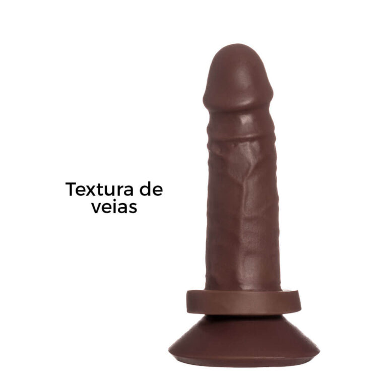 Pênis Pequeno 13,5cm x 3,5cm Realista Cyberskin Marrom com Ventosa - Imagem 9