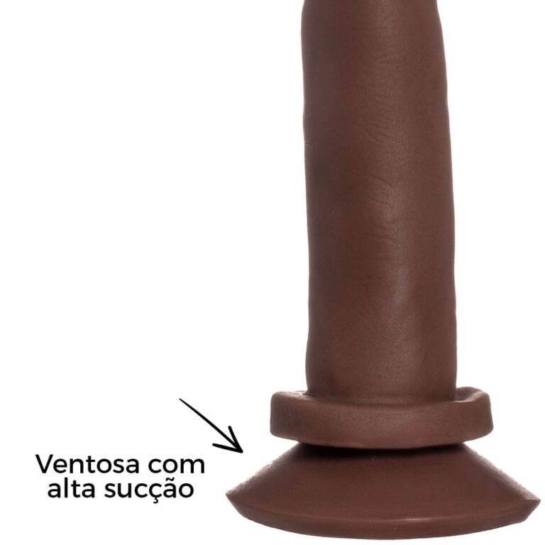 Pênis Médio 15,5cm x 3,5cm Realista Cyberskin Marrom com Ventosa - Imagem 10