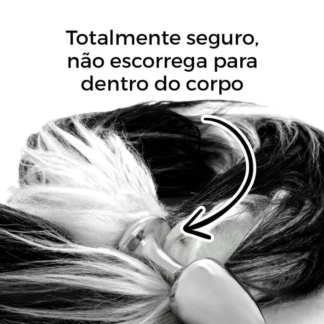 Plug Anal com Rabo Degrade Preto e Branco - Feito em Metal - Imagem 4