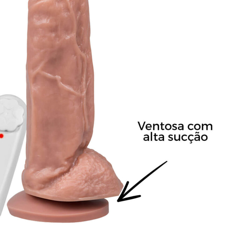 Pênis Grande 18,5cm x 4,5cm Bege com Escroto, Ventosa e Vibro - Imagem 12