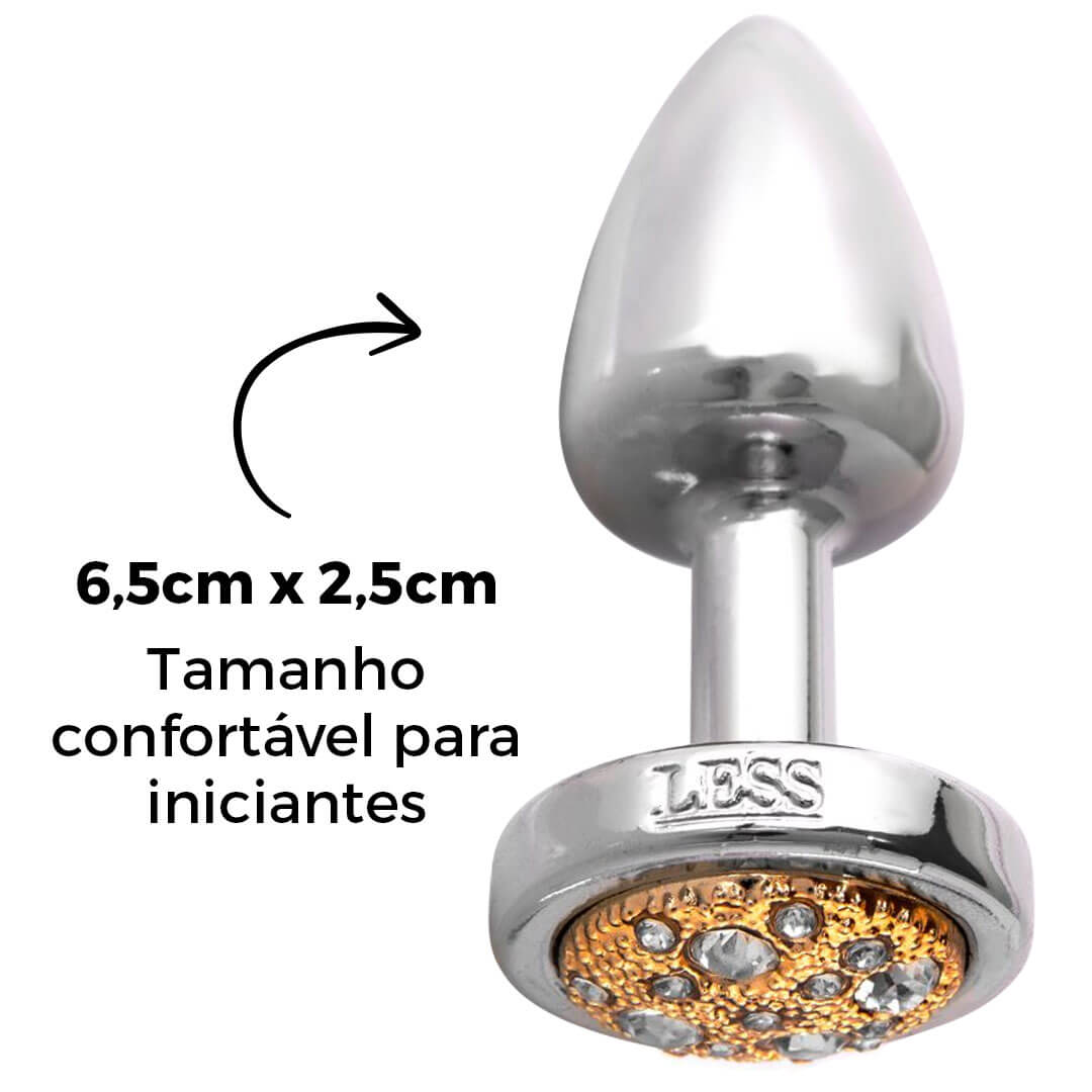 Plug Anal Leve sem Metal Pedra Cravejada Dourada - Pequeno Feito em ABS - Imagem 9