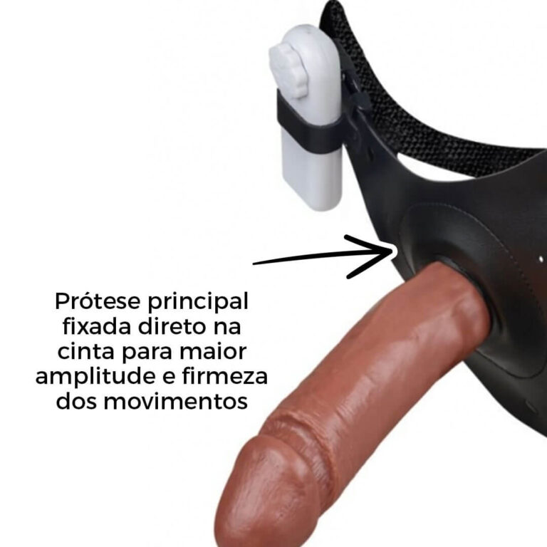 Cinta Peniana Média 15cm x 4cm com Pênis e Vibro Marrom - Imagem 10