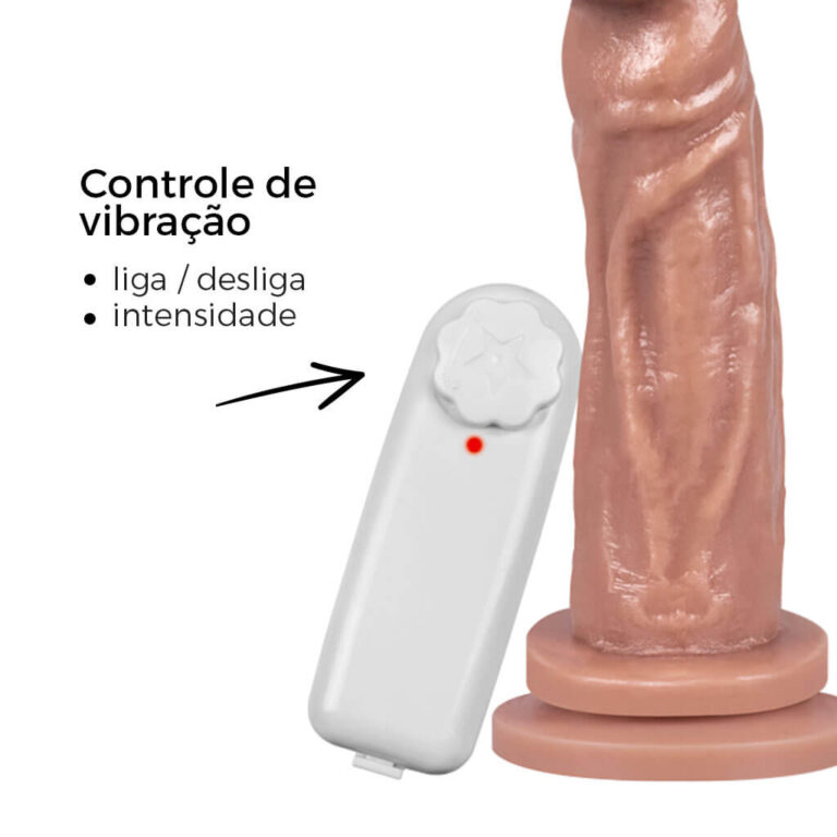 Pênis Médio 16cm x 3,4cm Bege com Ventosa e Vibro - Imagem 13
