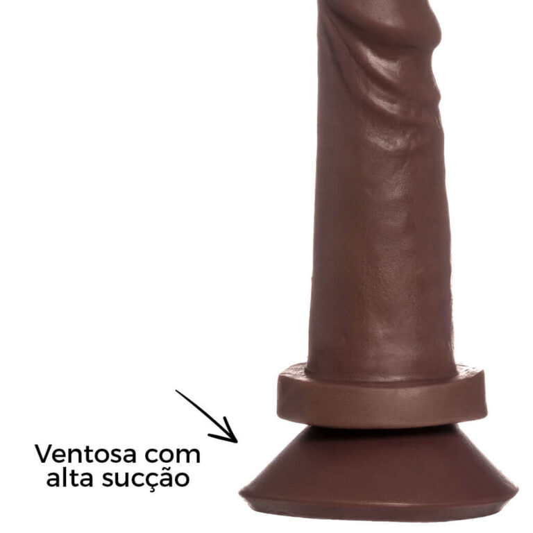 Pênis Pequeno 13,5cm x 3,5cm Realista Cyberskin Marrom com Ventosa - Imagem 10