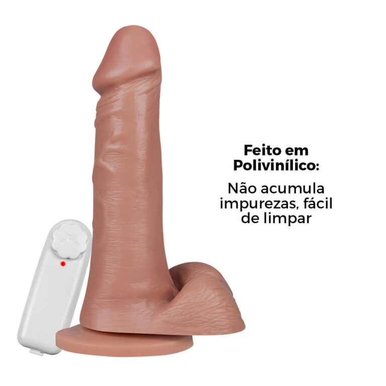 Pênis Grande 18,5cm x 4cm Bege com Escroto, Ventosa e Vibro - Imagem 13