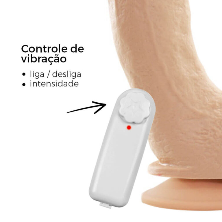 Pênis Grande 20cm x 4,5cm Bege com Ventosa e Vibro - Imagem 10