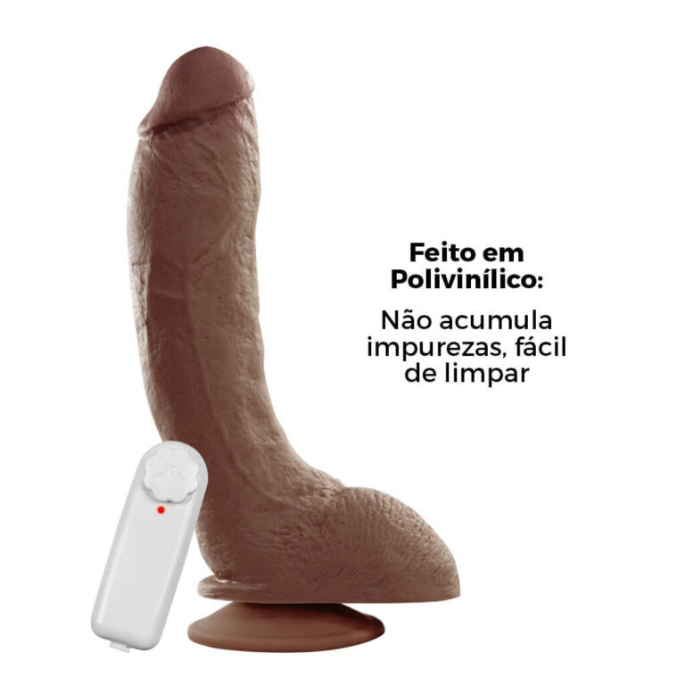 Pênis Grande 20cm x 4,5cm Marrom com Ventosa e Vibro - Imagem 10