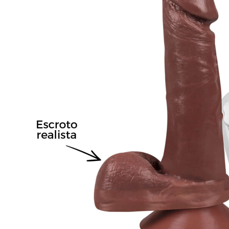 Pênis Médio 17cm x 3,5cm Marrom com Escroto, Ventosa e Vibro - Imagem 14