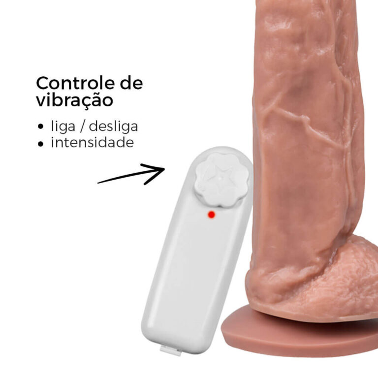 Pênis Grande 18,5cm x 4,5cm Bege com Escroto, Ventosa e Vibro - Imagem 14