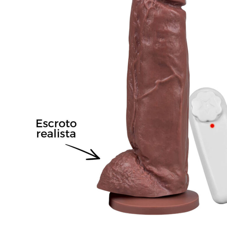 Pênis Grande 18,5cm x 4,5cm Marrom com Escroto, Ventosa e Vibro - Imagem 14