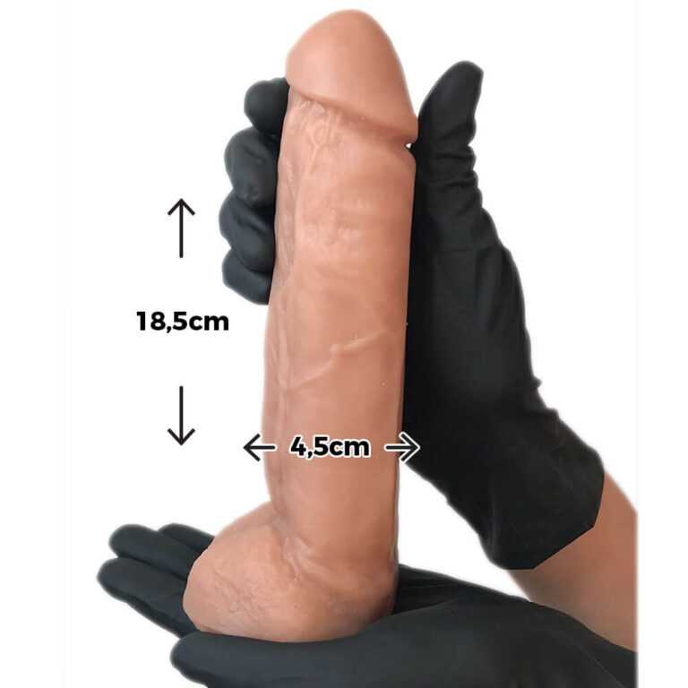 Pênis Grande 18,5cm x 4,5cm Bege com Escroto - Imagem 3
