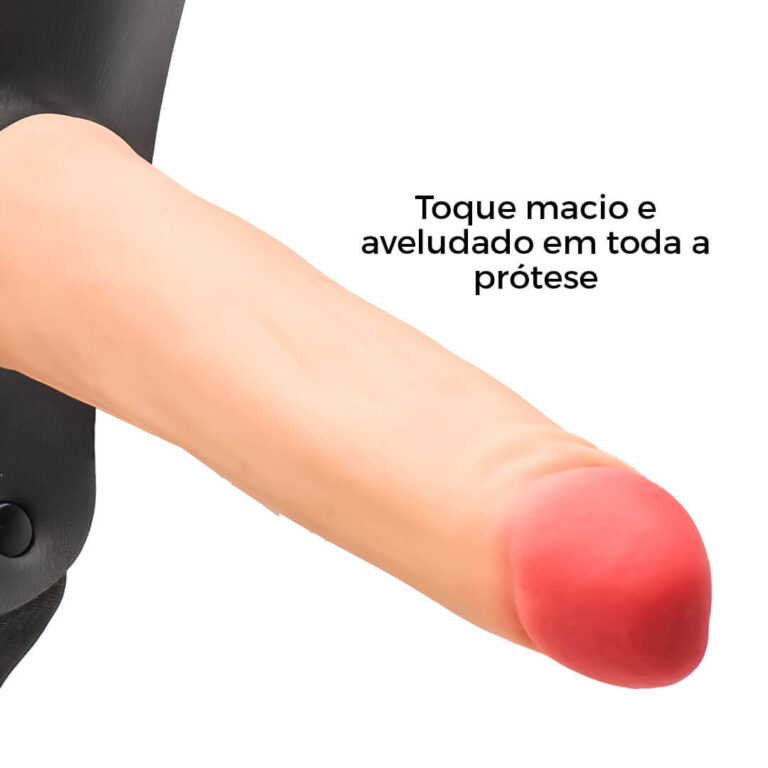 Cinta Peniana Realista Cyberskin 14cm x 2,5cm Bege - Imagem 12
