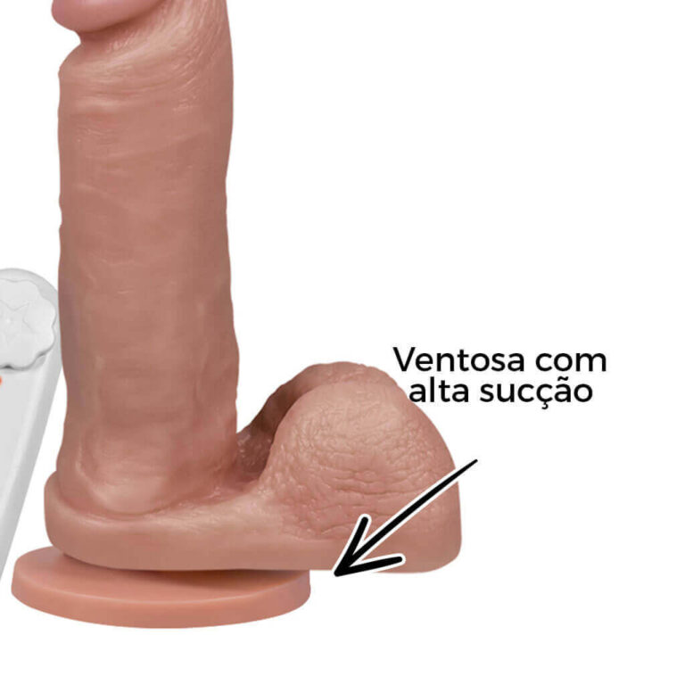 Pênis Grande 18,5cm x 4,5cm Bege com Escroto, Ventosa e Vibro - Imagem 8