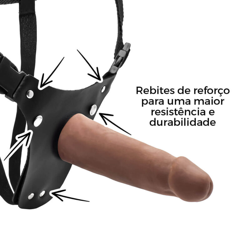 Cinta Peniana Realista Cyberskin 14,5cm x 3,5cm Marrom - Imagem 11