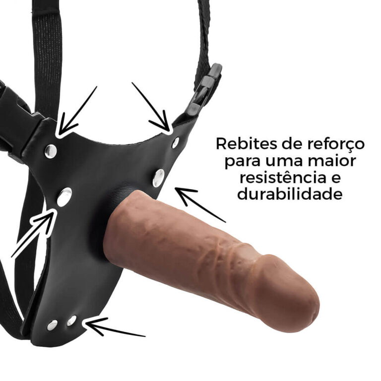 Cinta Peniana Realista Cyberskin 13cm x 3,5cm Marrom - Imagem 12