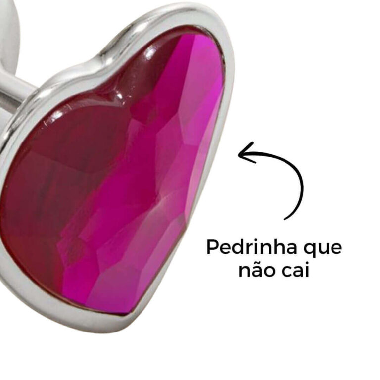 Plug Anal P 6,5cm x 3cm Prata com Pedra de Coração Rosa - Cromado Feito em Metal - Imagem 14