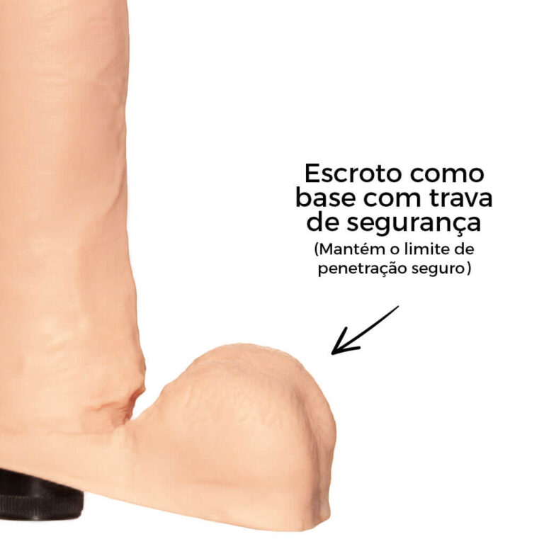 Pênis Grande 19,5cm x 4,5cm Realista Cyberskin Bege com Vibro e Escroto - Imagem 13