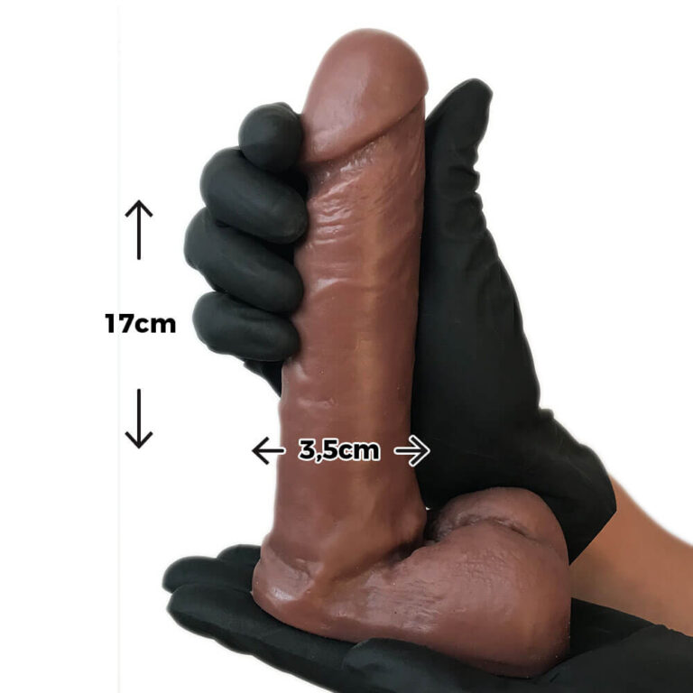 Pênis Médio 17cm x 3,5cm Marrom com Escroto - Imagem 3