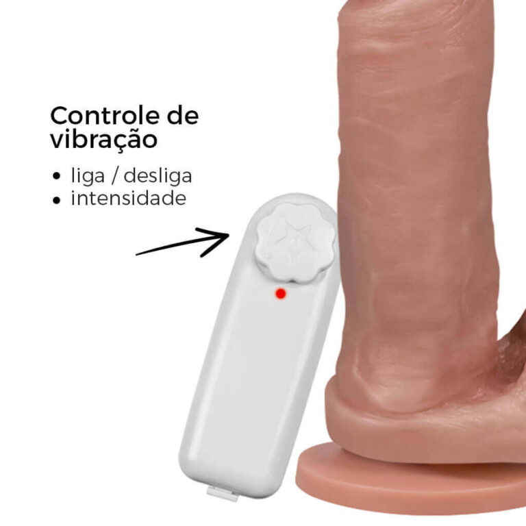 Pênis Grande 18,5cm x 4,5cm Bege com Escroto, Ventosa e Vibro - Imagem 9