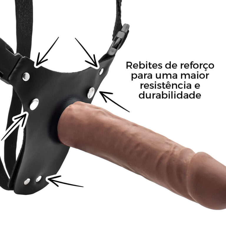 Cinta Peniana Realista Cyberskin 18,5cm x 4cm Marrom - Imagem 14