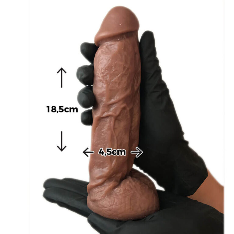 Pênis Grande 18,5cm x 4,5cm Marrom com Escroto - Imagem 3