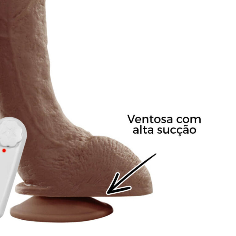 Pênis Grande 20cm x 4,5cm Marrom com Ventosa e Vibro - Imagem 9