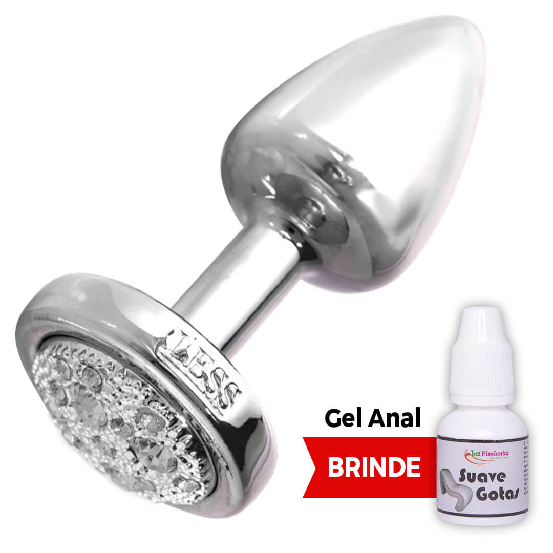 Plug Anal Leve sem Metal Pedra Prata - Pequeno Feito em ABS
