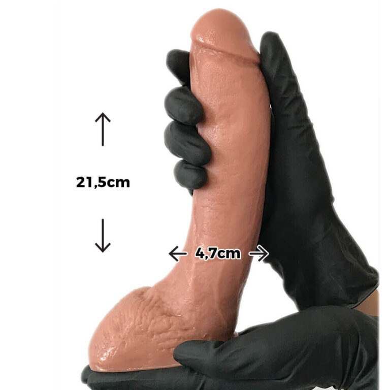 Pênis Grande 21,5cm x 4,7cm Bege com Escroto - Imagem 3