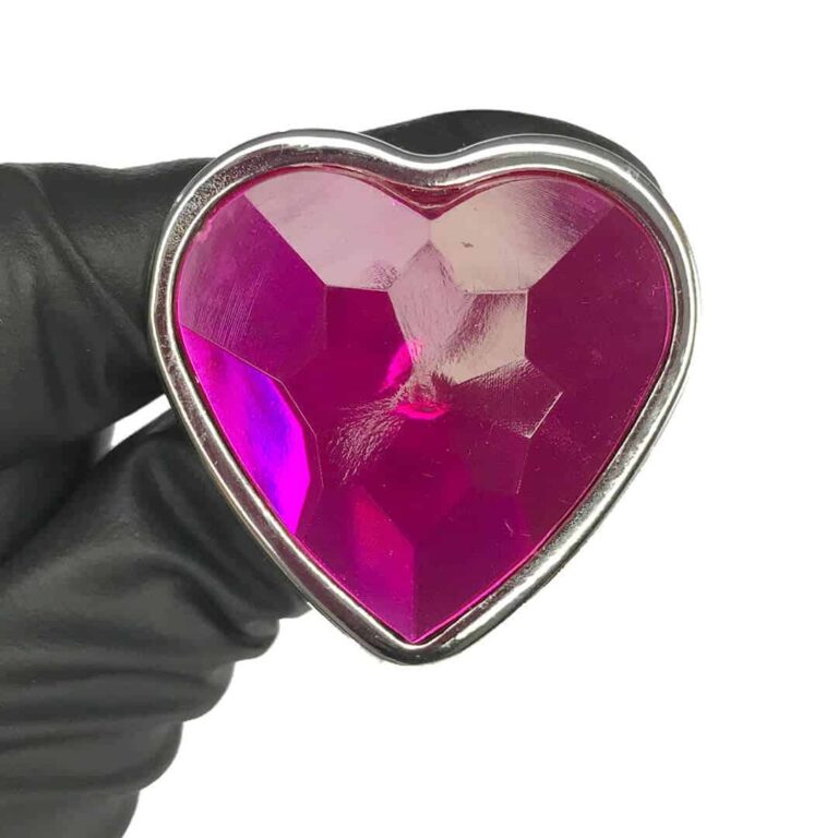Plug Anal P 6,5cm x 3cm Prata com Pedra de Coração Rosa - Cromado Feito em Metal - Imagem 6