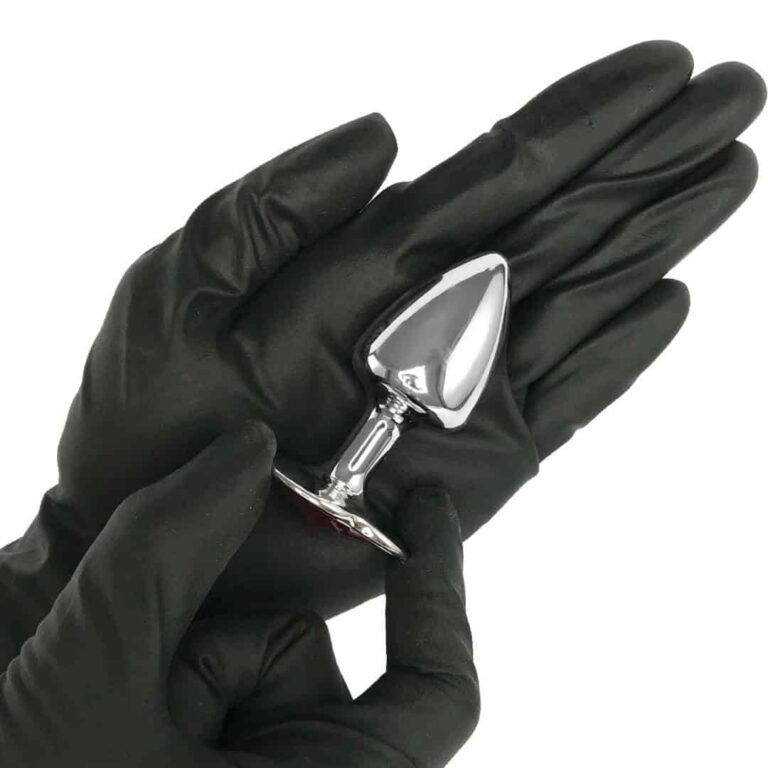 Plug Anal P 6,5cm x 3cm Prata com Pedra de Coração Rosa - Cromado Feito em Metal - Imagem 4