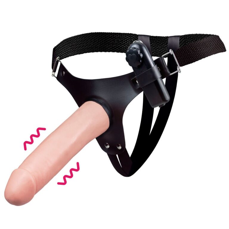 Cinta Peniana Grande 19cm x 3,8cm Bege com Vibro