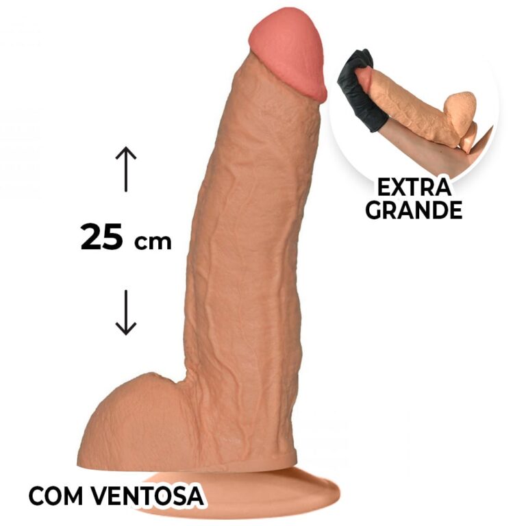 Pênis Grande 25cm x 6cm com Ventosa Bege