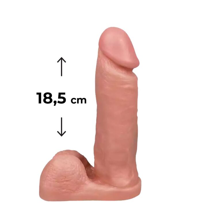 Pênis Grande 18,5cm x 4cm Bege com Escroto