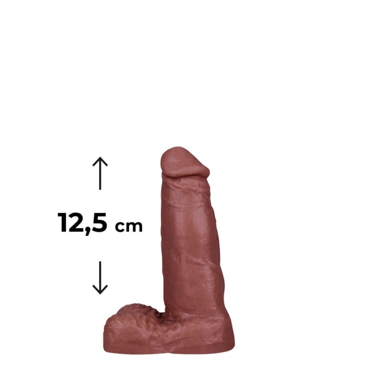 Pênis Pequeno 12,5cm x 3,2cm Marrom com Escroto