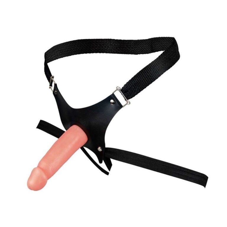 Cinta Peniana Para Dupla Penetração Na Mulher 14,8cm x 3,6cm com Pênis Bege