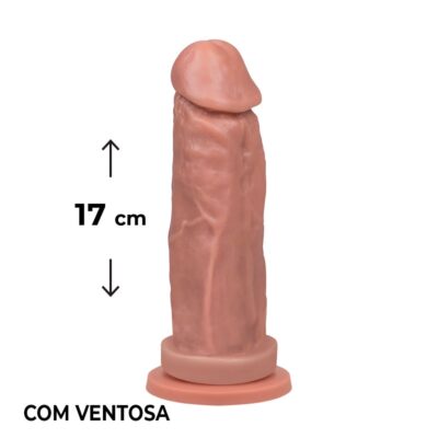 Pênis Médio 17cm x 4,5cm Bege com Ventosa