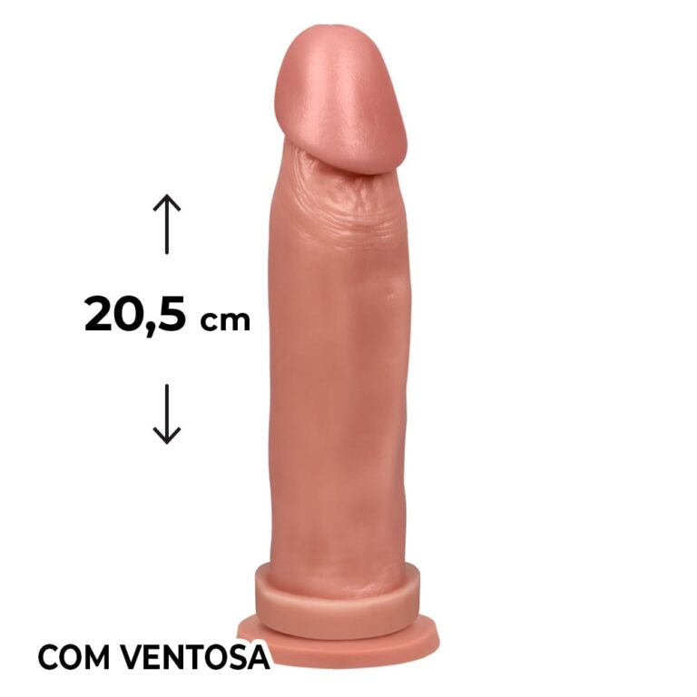 Pênis Grande 20,5cm x 5cm Bege com Ventosa