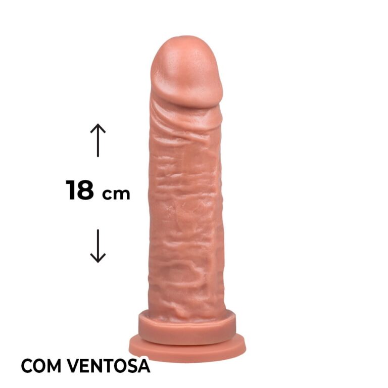 Pênis Grande 18cm x 4,5cm Bege com Ventosa