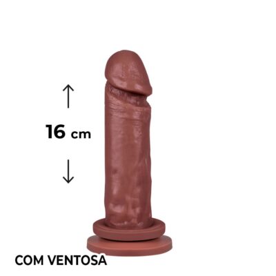 Pênis Médio 16cm x 3,5cm Marrom com Ventosa