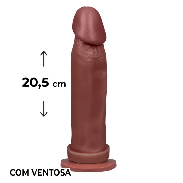 Pênis Grande 20,5cm x 5cm Marrom com Ventosa